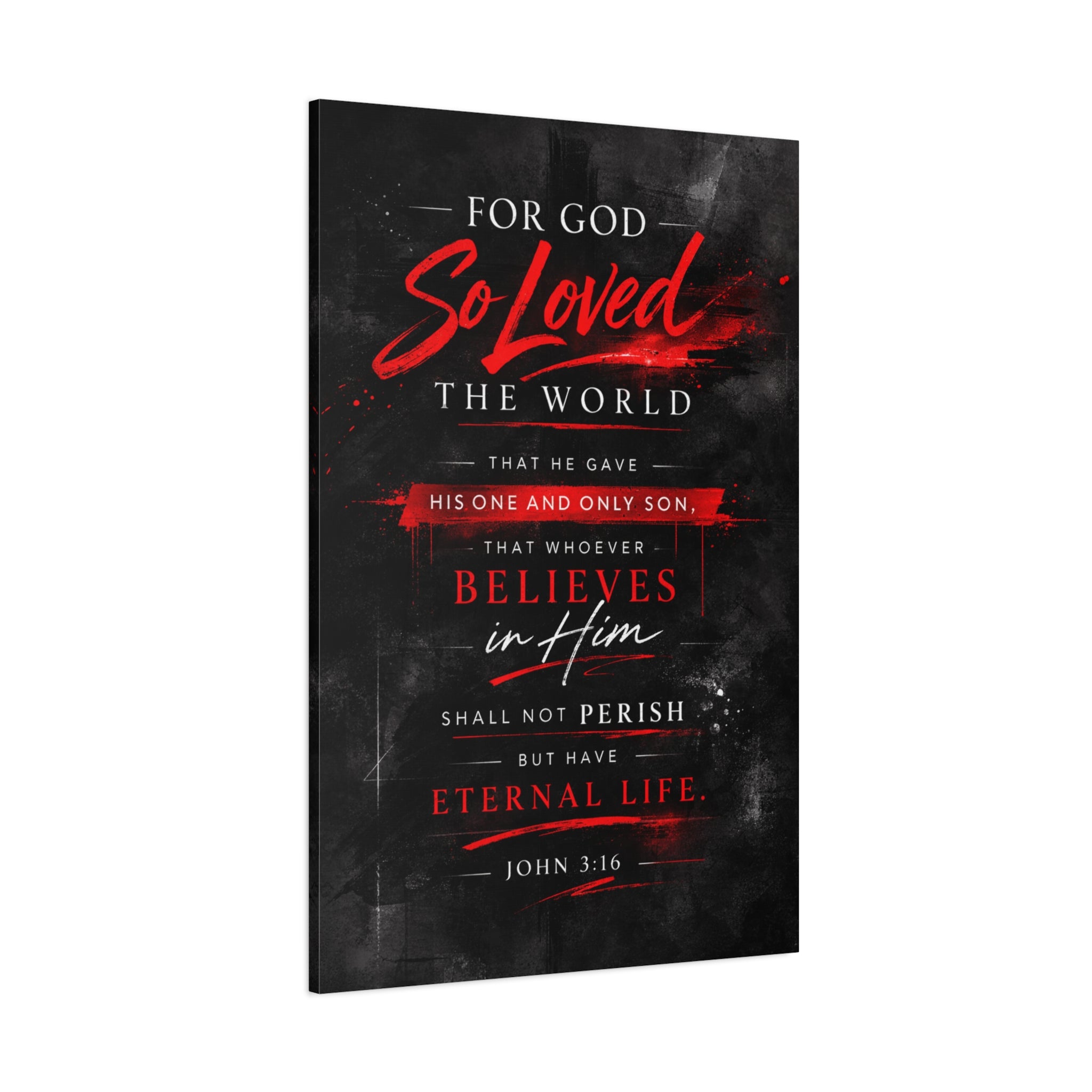 John 3:16 Canvas Wall Art — "For God So Loved the World" Christian Scripture Matte Canvas