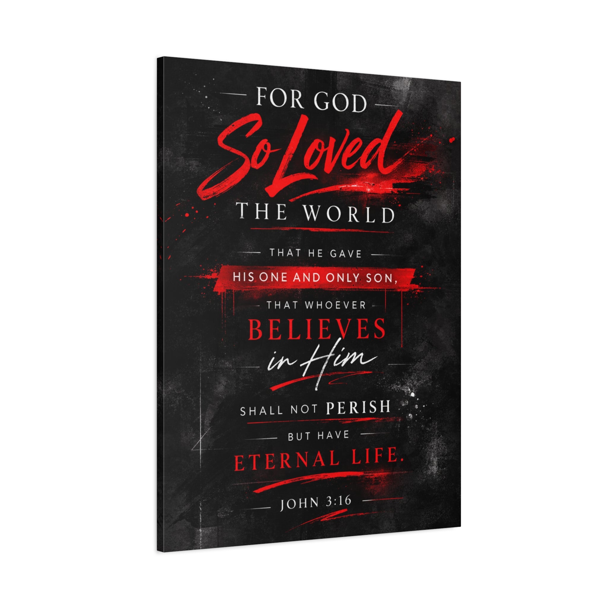 John 3:16 Canvas Wall Art — "For God So Loved the World" Christian Scripture Matte Canvas
