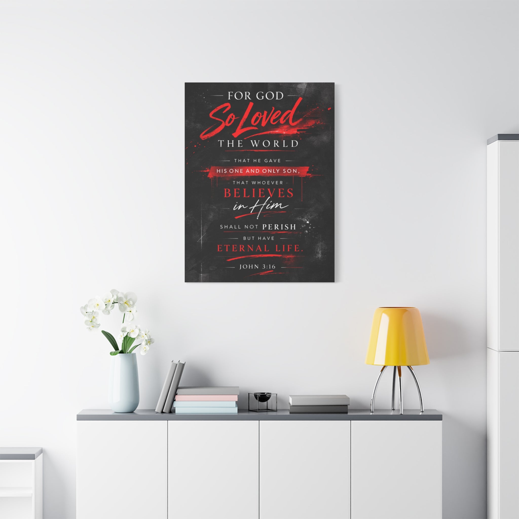 John 3:16 Canvas Wall Art — "For God So Loved the World" Christian Scripture Matte Canvas