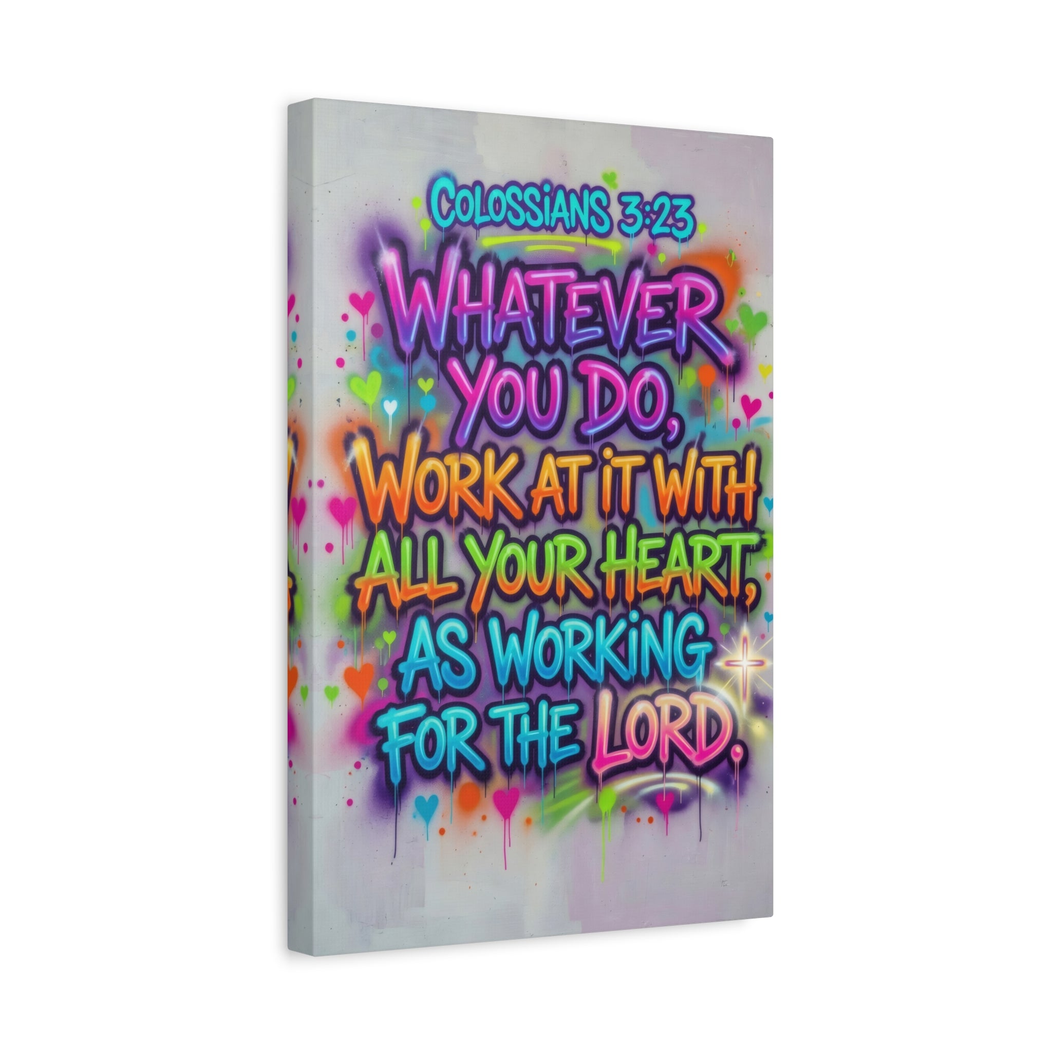 Colossians 3:23 Canvas Wall Art — "Whatever You Do, Work at It" Inspirational Scripture Print