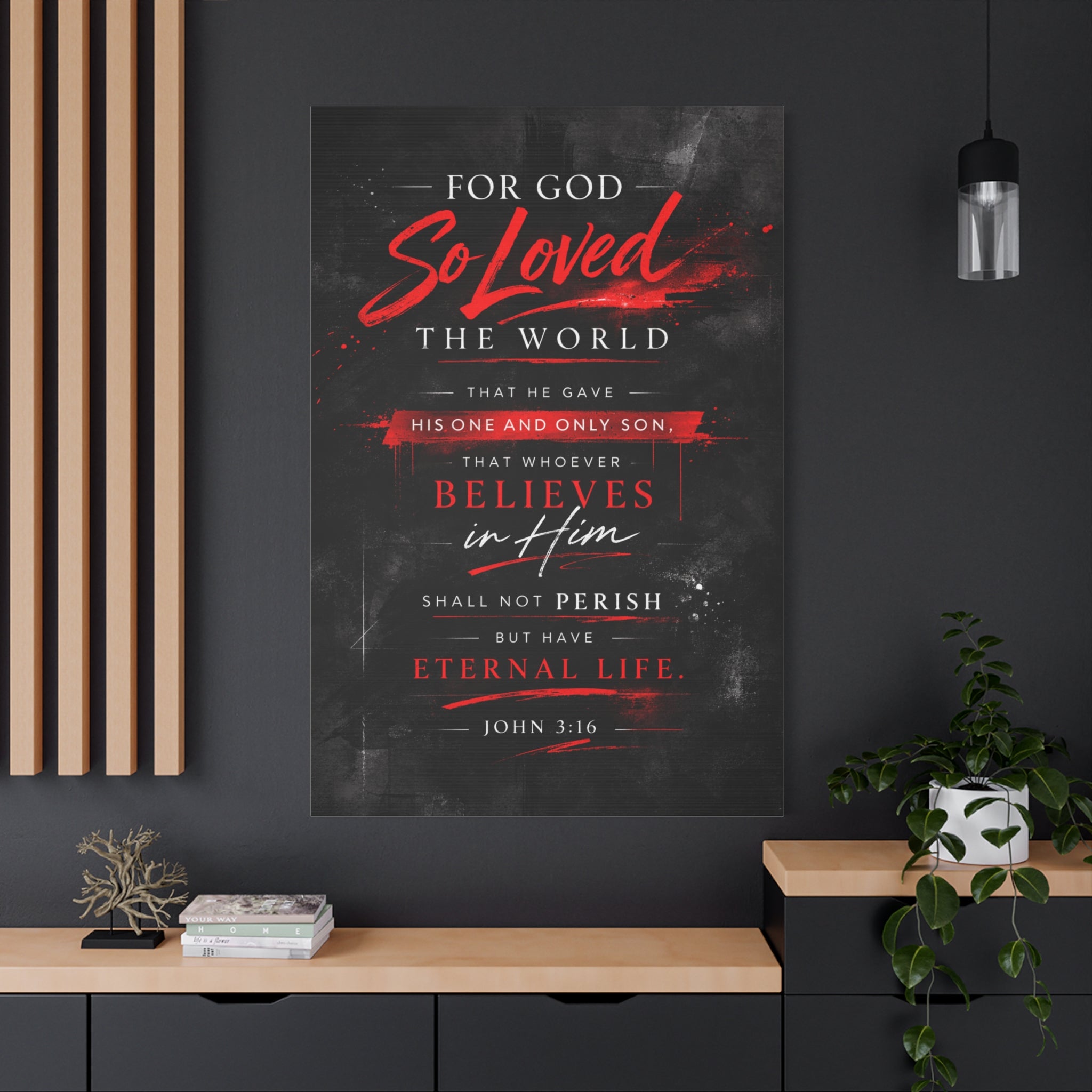 John 3:16 Canvas Wall Art — "For God So Loved the World" Christian Scripture Matte Canvas