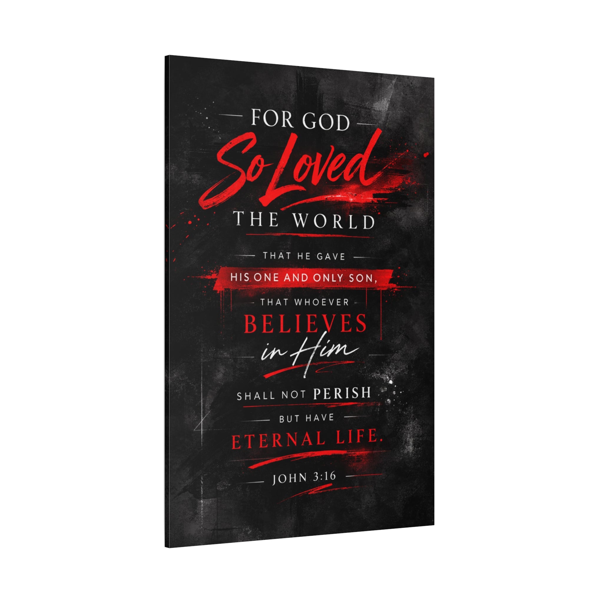 John 3:16 Canvas Wall Art — "For God So Loved the World" Christian Scripture Matte Canvas