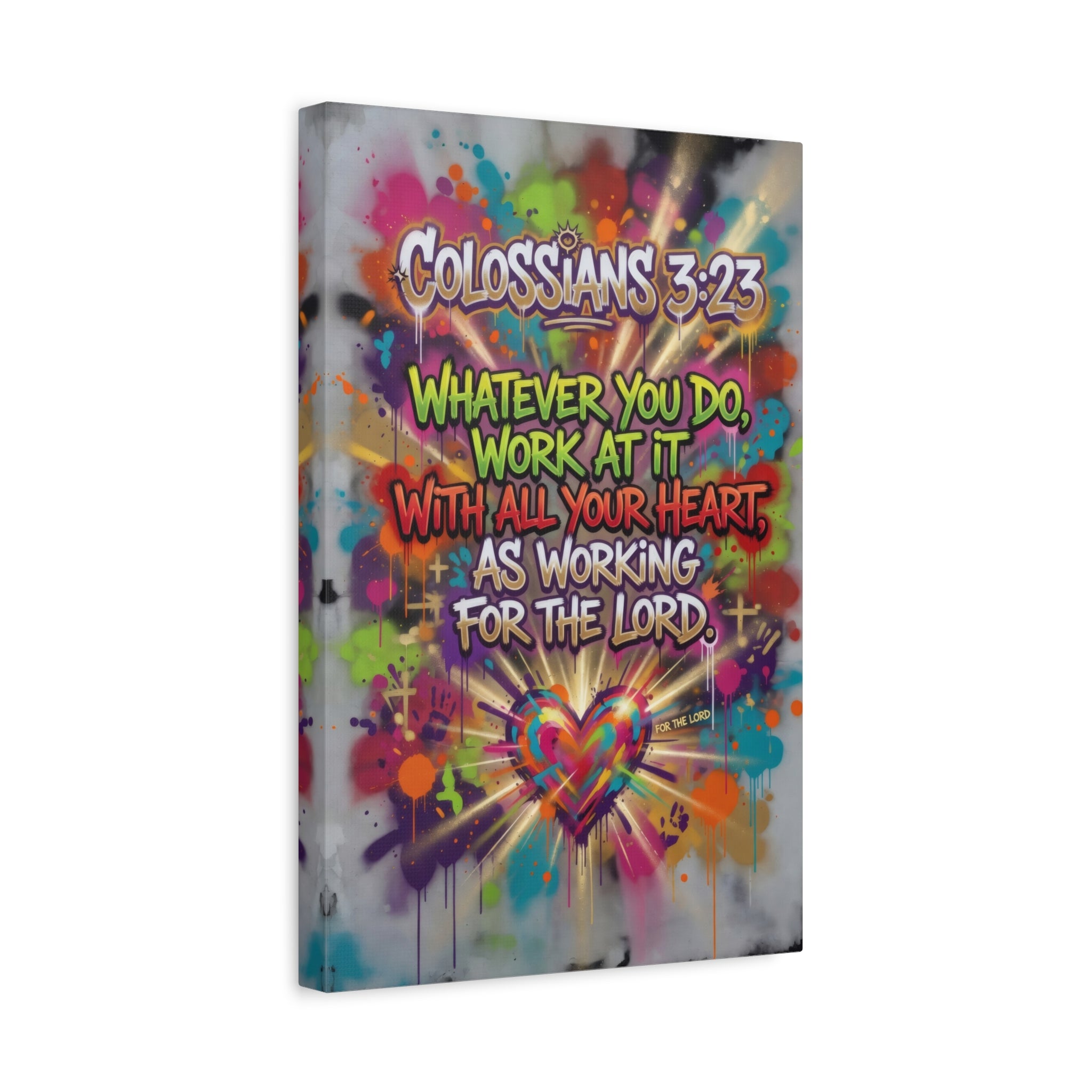 Colossians 3:23 Canvas Wall Art — "Whatever You Do, Work at It" Inspirational Scripture Print
