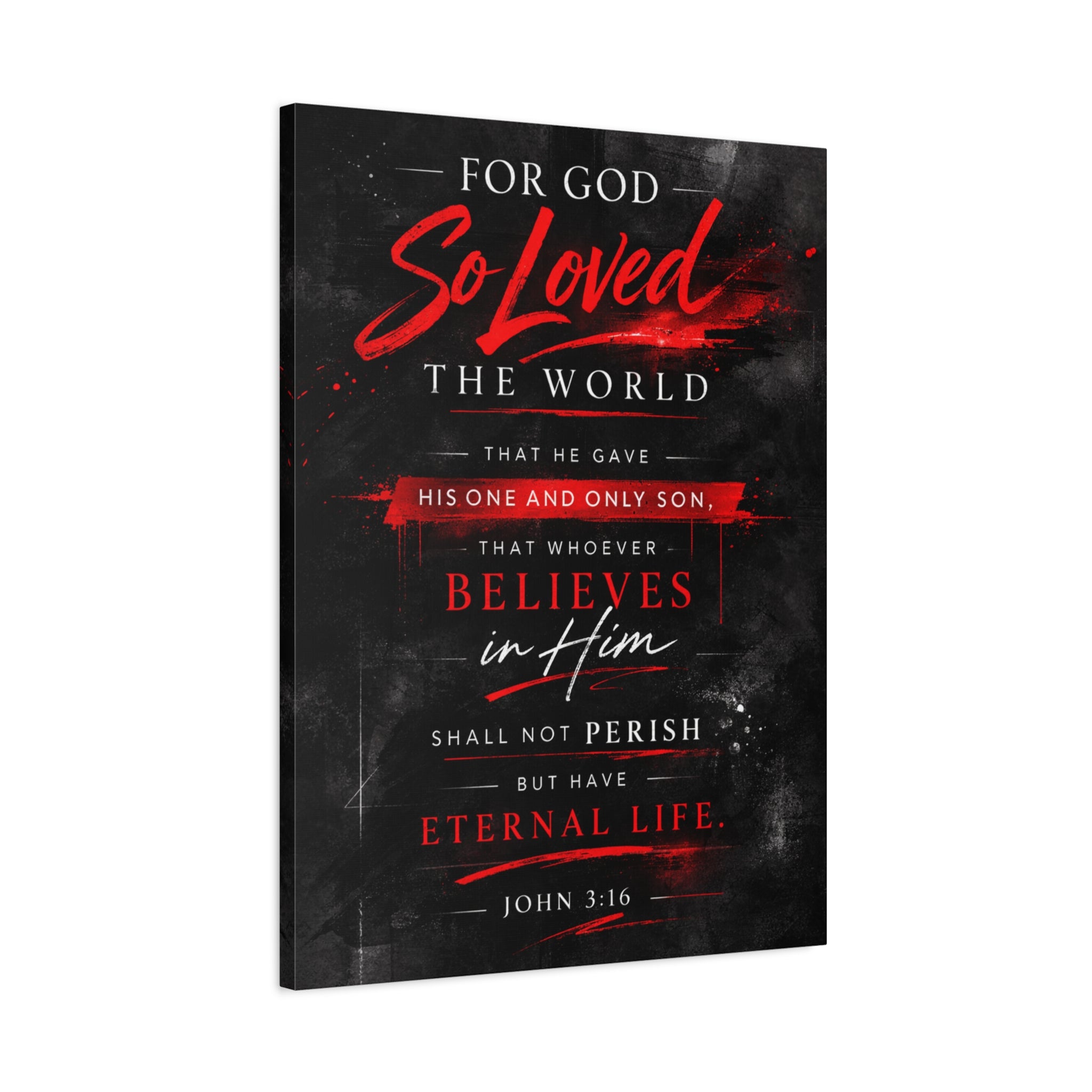 John 3:16 Canvas Wall Art — "For God So Loved the World" Christian Scripture Matte Canvas